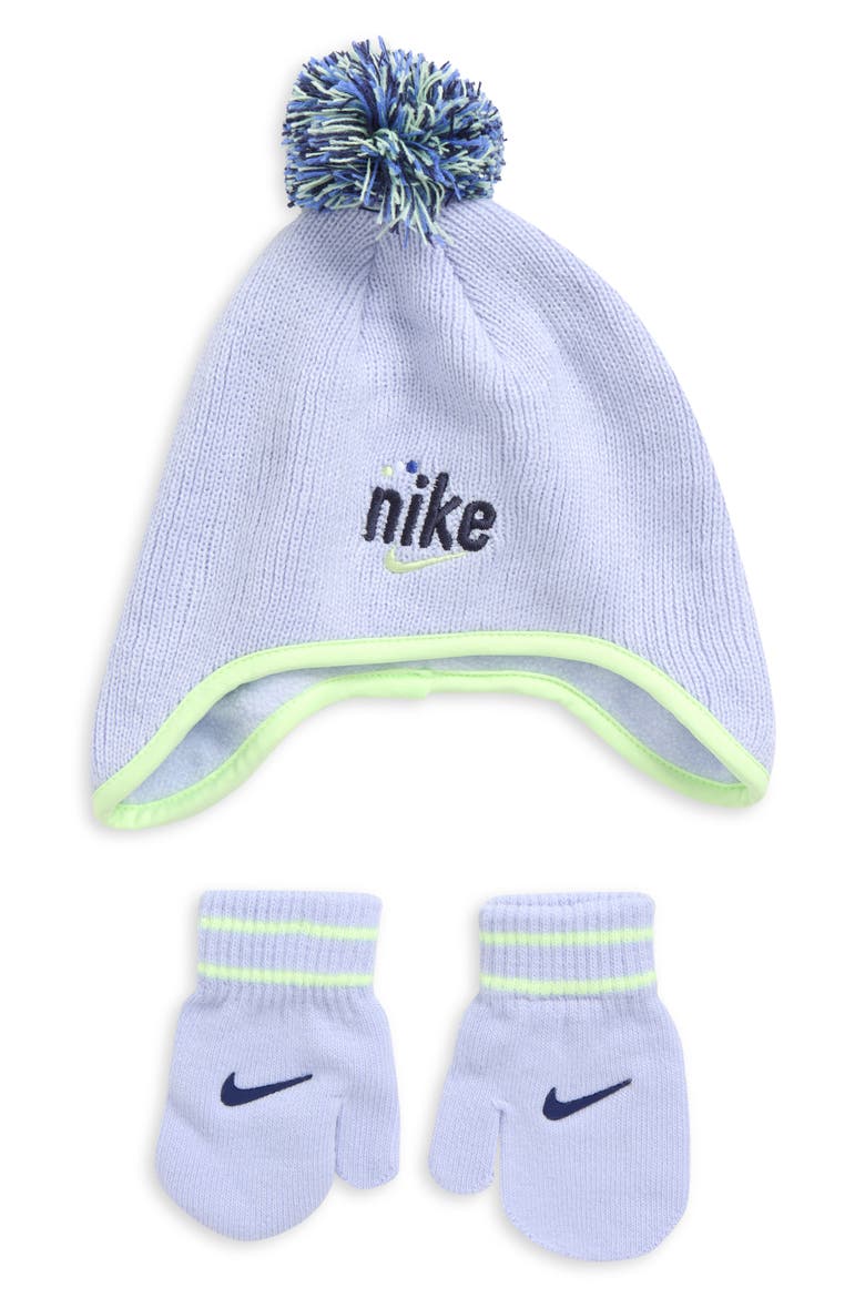 Kids' Beanie & Mittens Set, Main, color, GHOST