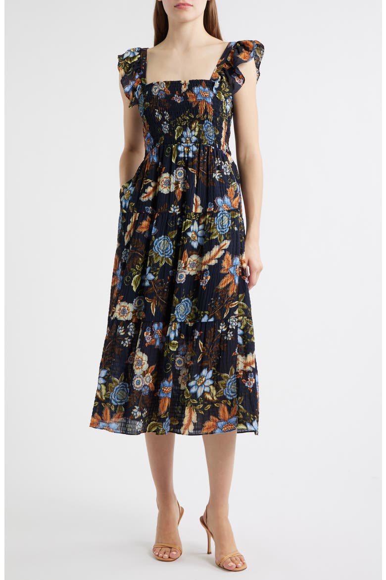 Floral Midi Sundress, Main, color, NAVY MULTI