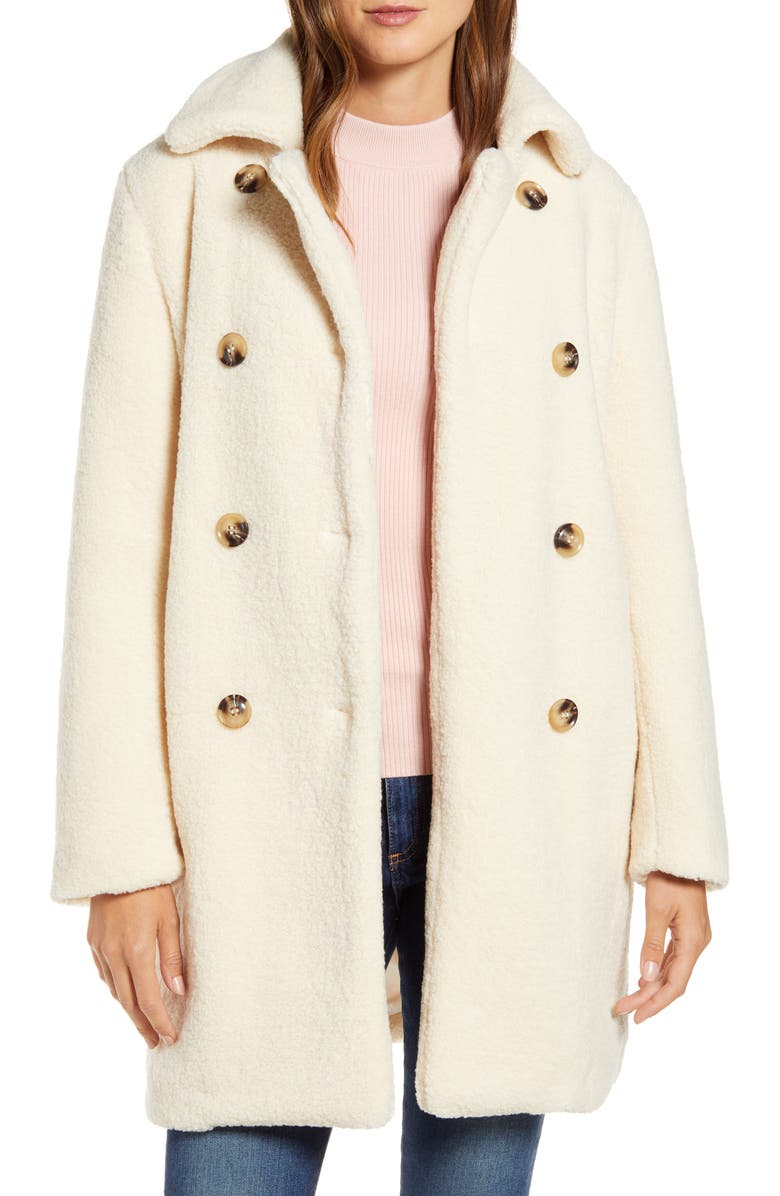 Rachel Parcell Faux Shearling Coat, Alternate, color, 