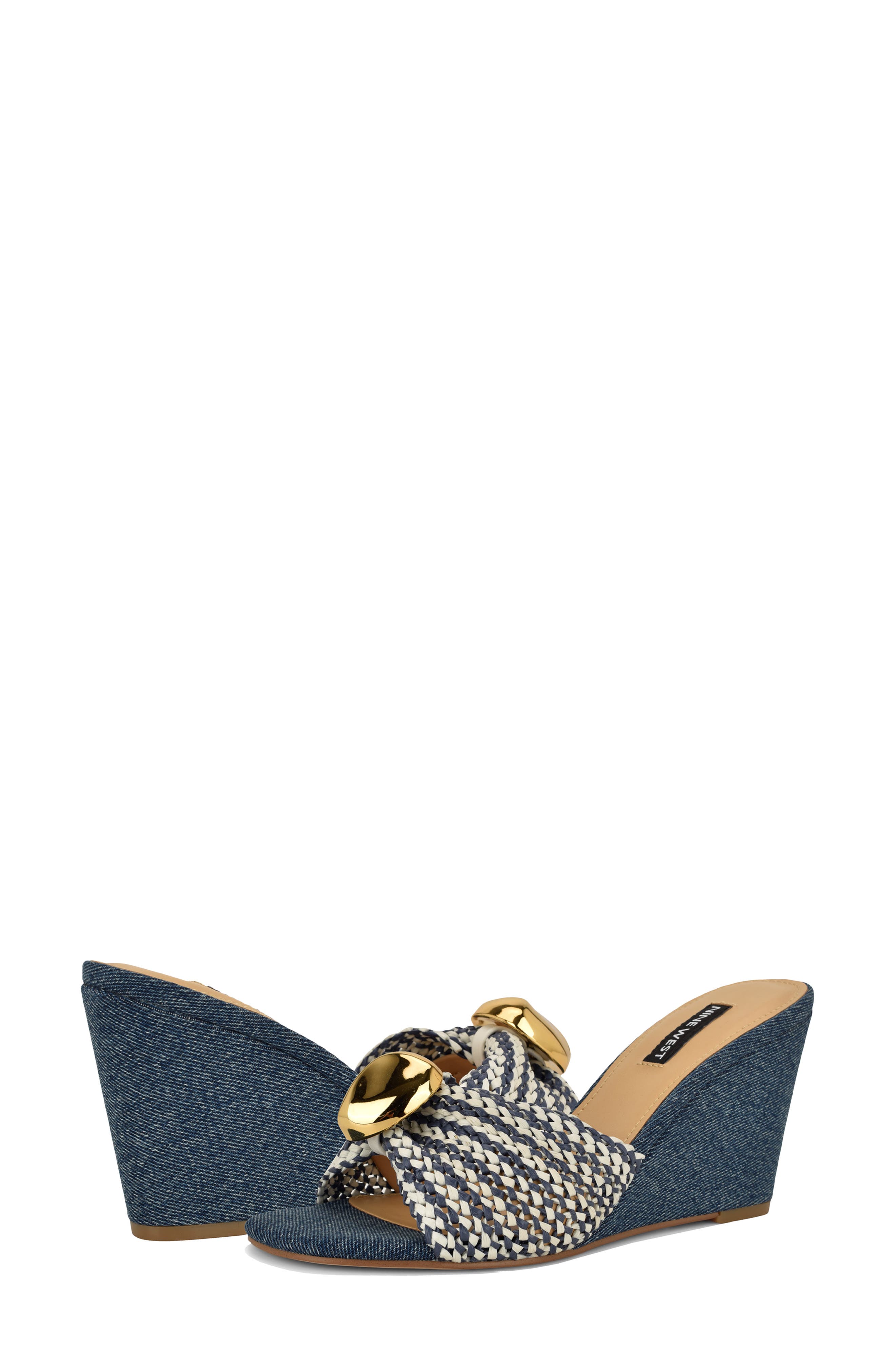 Nine West Nessla Wedge Sandal, Alternate, color, Medium Blue