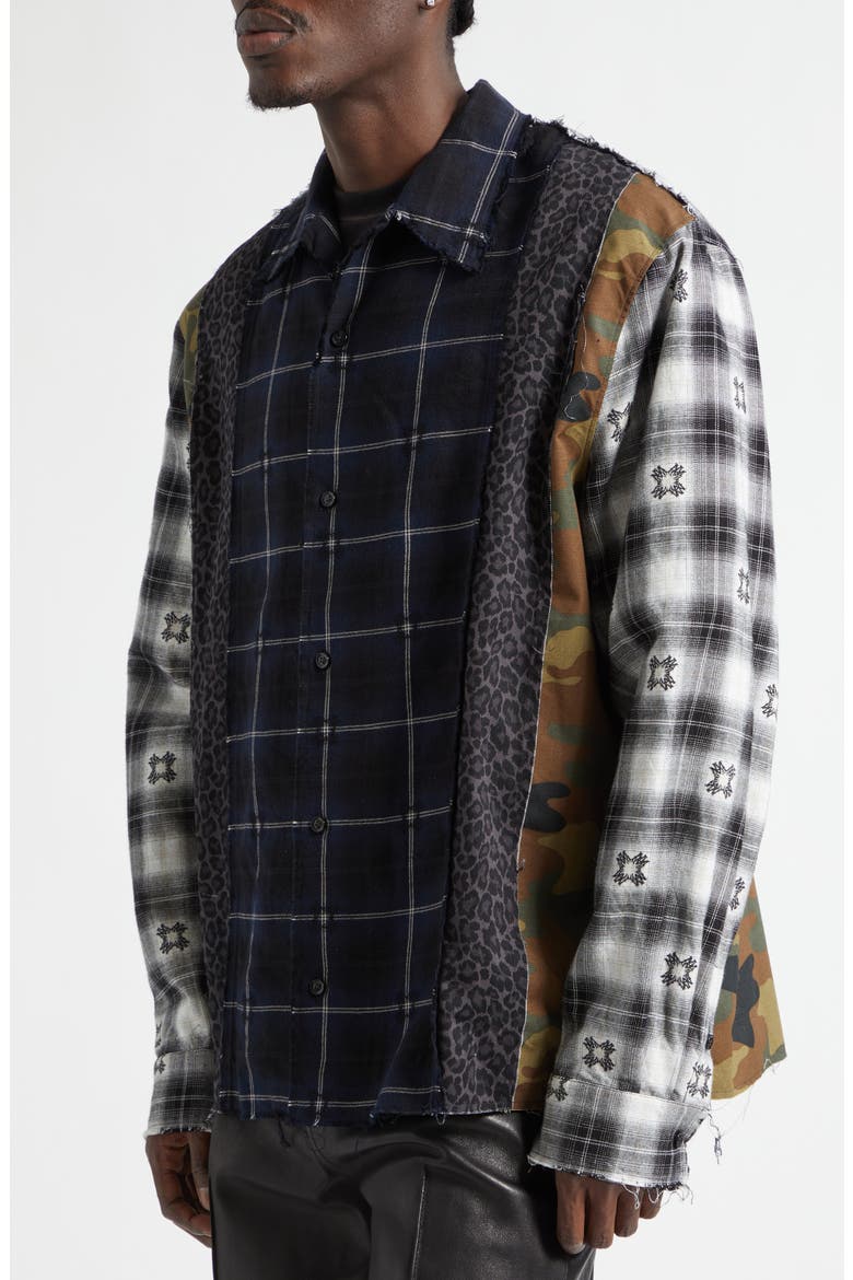 Spliced MA Quad Flannel Button-Up Shirt, Alternate, color, MIDNIGHT BLUE