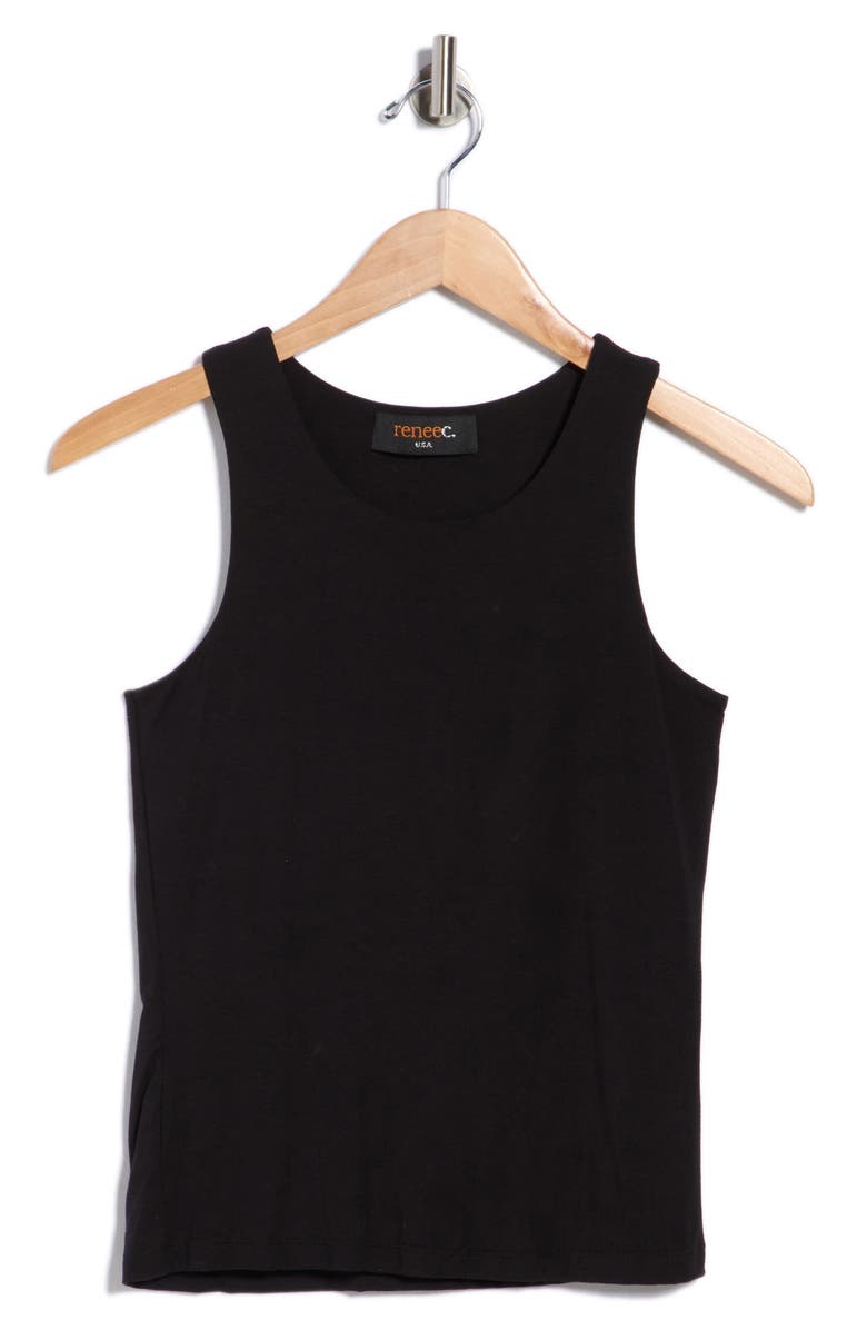 Renee C Fitted Tank Top, Alternate, color, Black