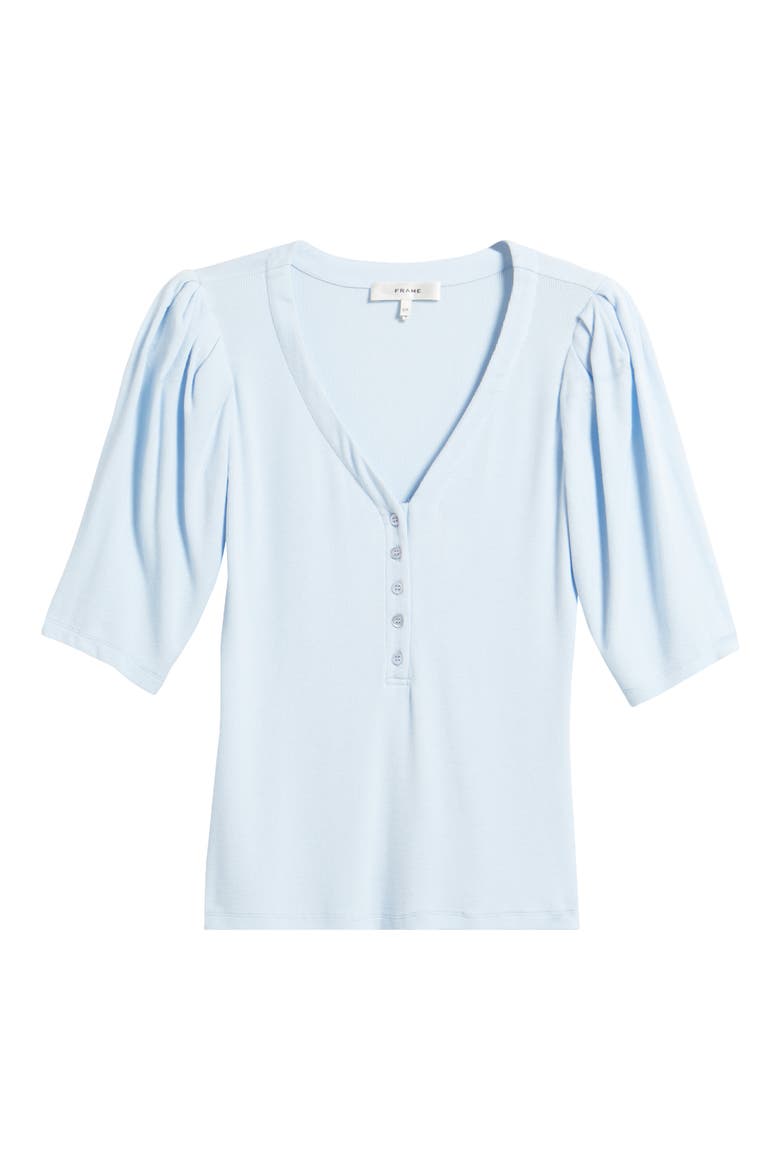 Rib Ruched Henley, Alternate, color, LIGHT CHAMBRAY