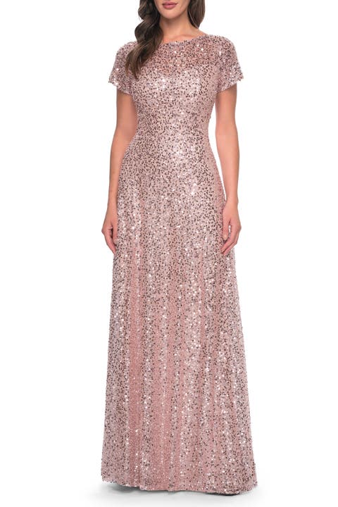 Stunning Beaded Gown with Short Sleeves