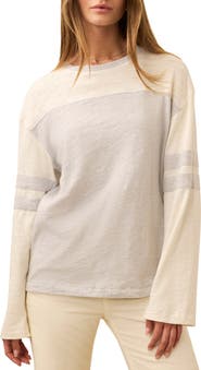 Faherty Sunwashed Varsity Long Sleeve Organic Cotton Slub T-Shirt
