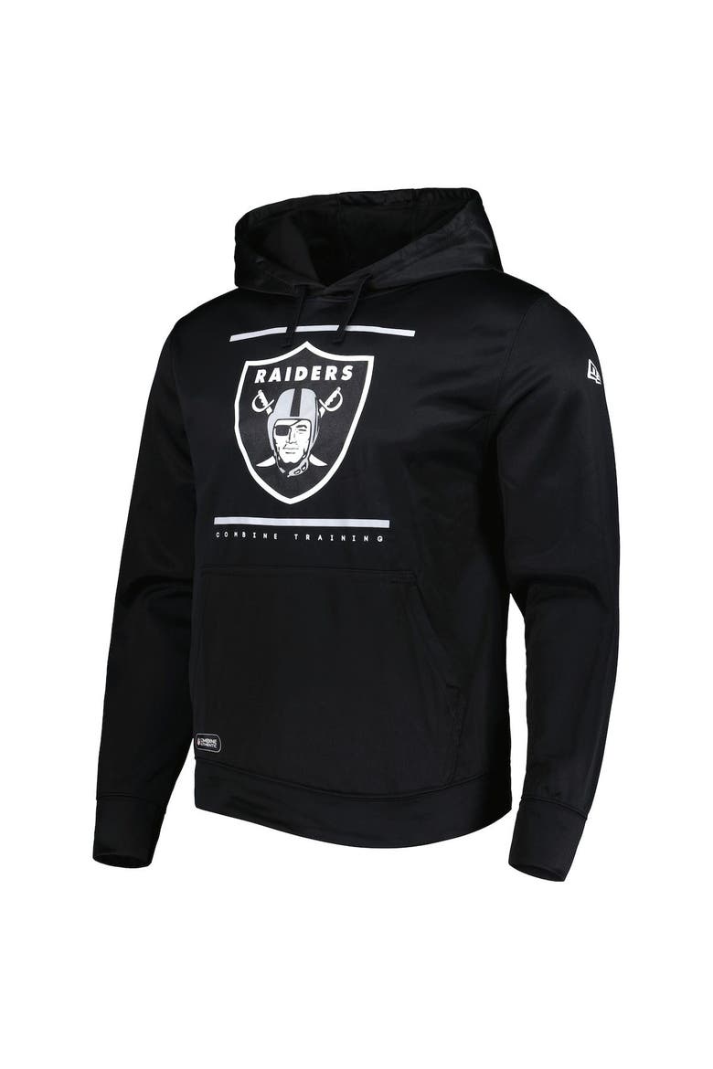 Men's New Era Black Las Vegas Raiders Combine Authentic Split Defense Pullover Hoodie, Alternate, color, Black