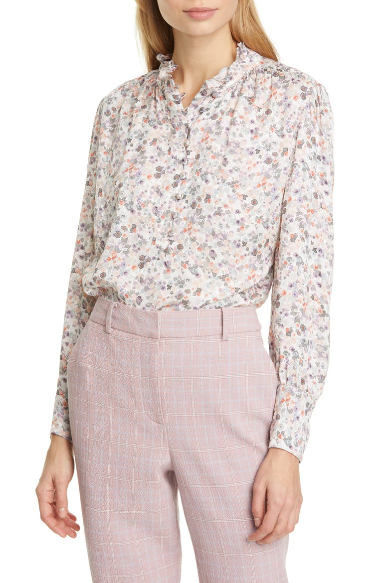 Confetti Silk Blend Blouse, Main, color, SNOW COMBO