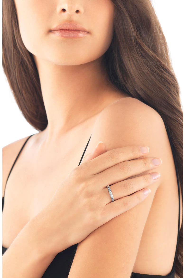 'Bamboo' Pavé Diamond Ring, Alternate, color, STERLING SILVER