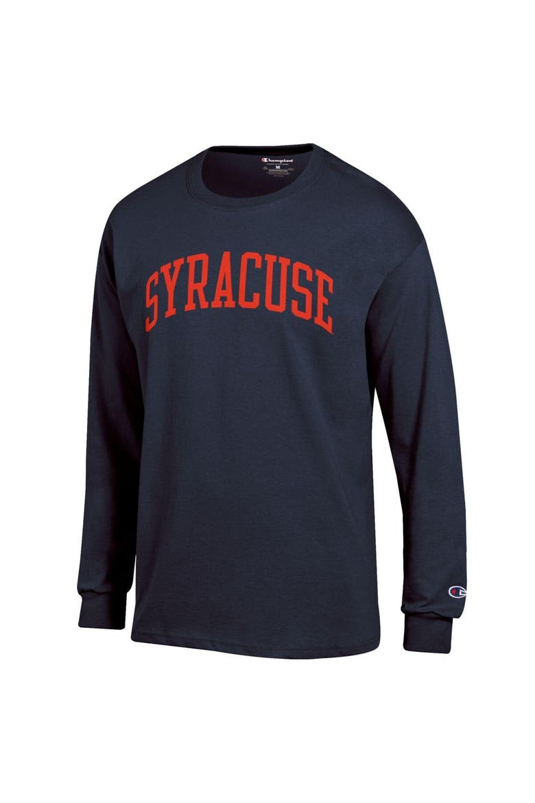 Men's Champion  Navy Syracuse Orange Basic Arch Long Sleeve T-Shirt, Alternate, color, Navy