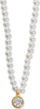 Argento Vivo Sterling Silver Stone Pendant Beaded Necklace