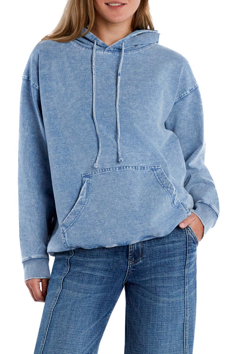 Wash Lab Denim Denim Hoodie, Main, color, Knit Blue