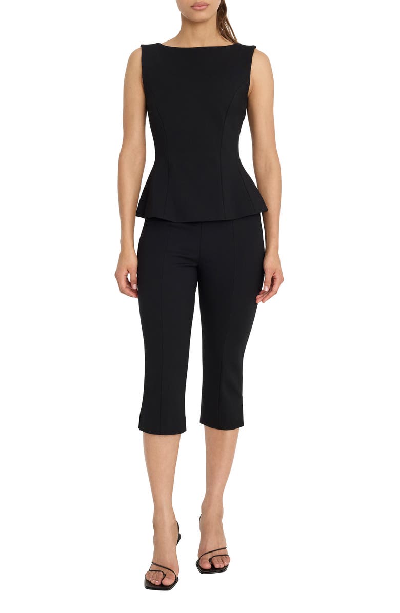 Good American Soft Stretch Pull-On Ponte Capris, Alternate, color, Black001