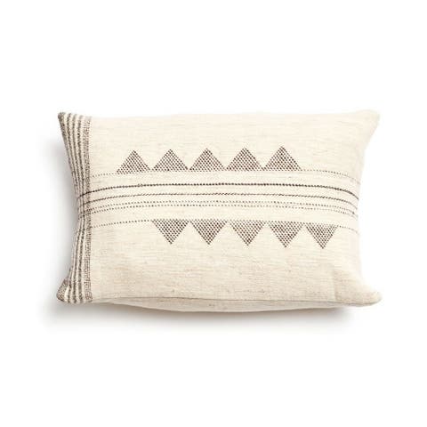 Kora White And Black Artisanal Handwoven Pillow - Cover + Insert