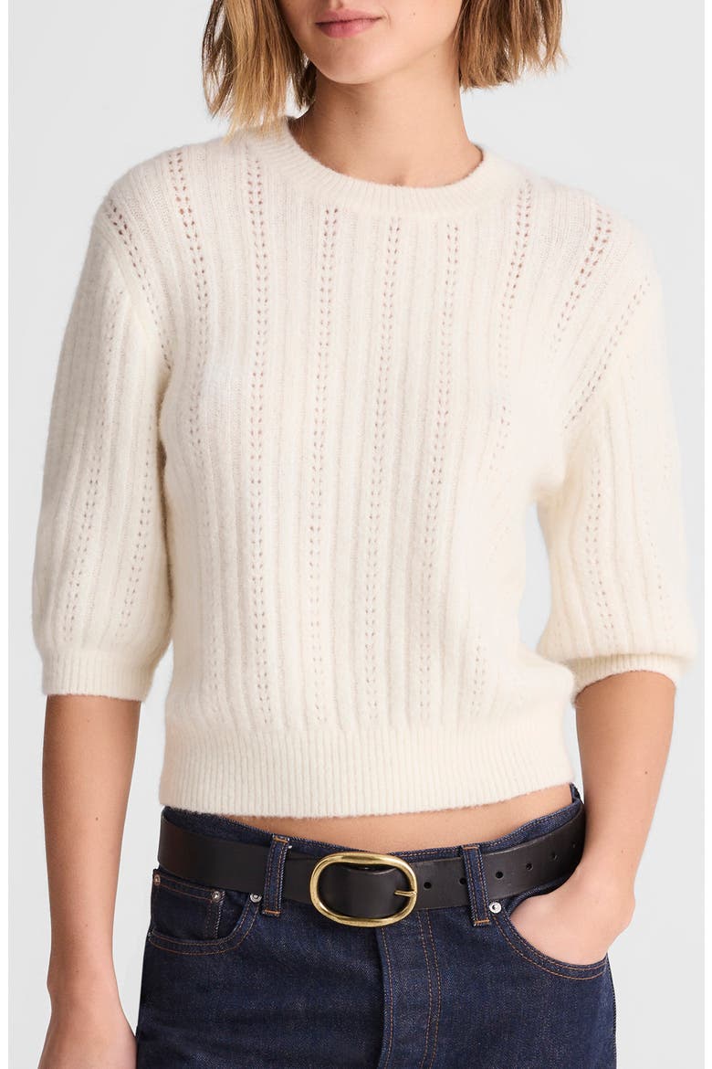 CloudSoft Short Sleeve Sweater, Main, color, ANTIQUE CREAM