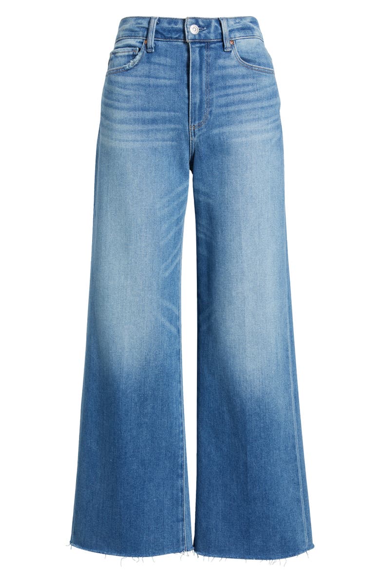 PAIGE Anessa High Waist Raw Hem Wide Leg Jeans, Alternate, color,