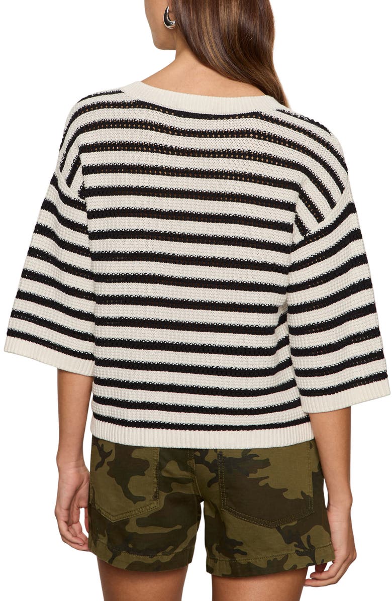 Sanctuary Elle Stripe Crochet Knit Sweater, Alternate, color, Black/ Chalk White