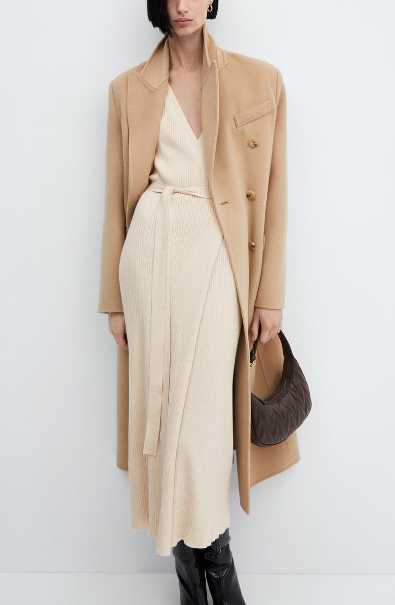 MANGO Long Sleeve Wrap Sweater Dress, Alternate, color, 