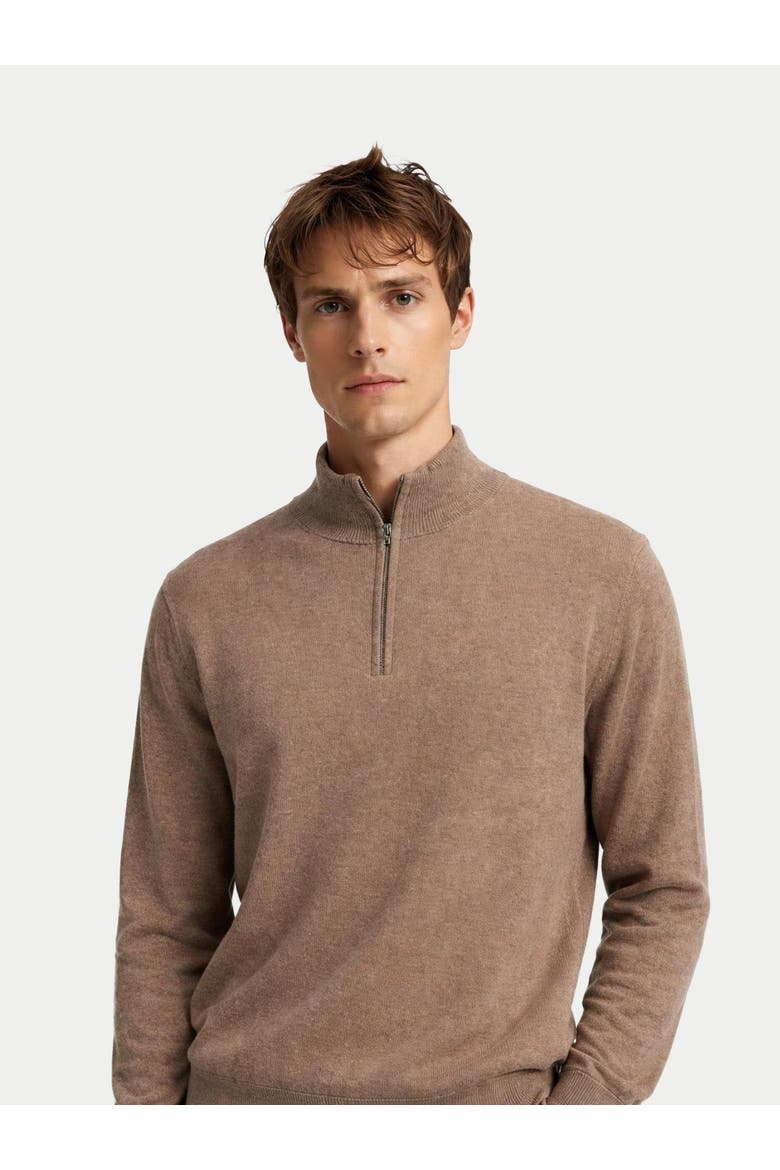 Timeless Half-Zip Cashmere Sweater, Alternate, color, taupe