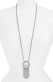 CRISTABELLE Circle Fringe Pendant Necklace