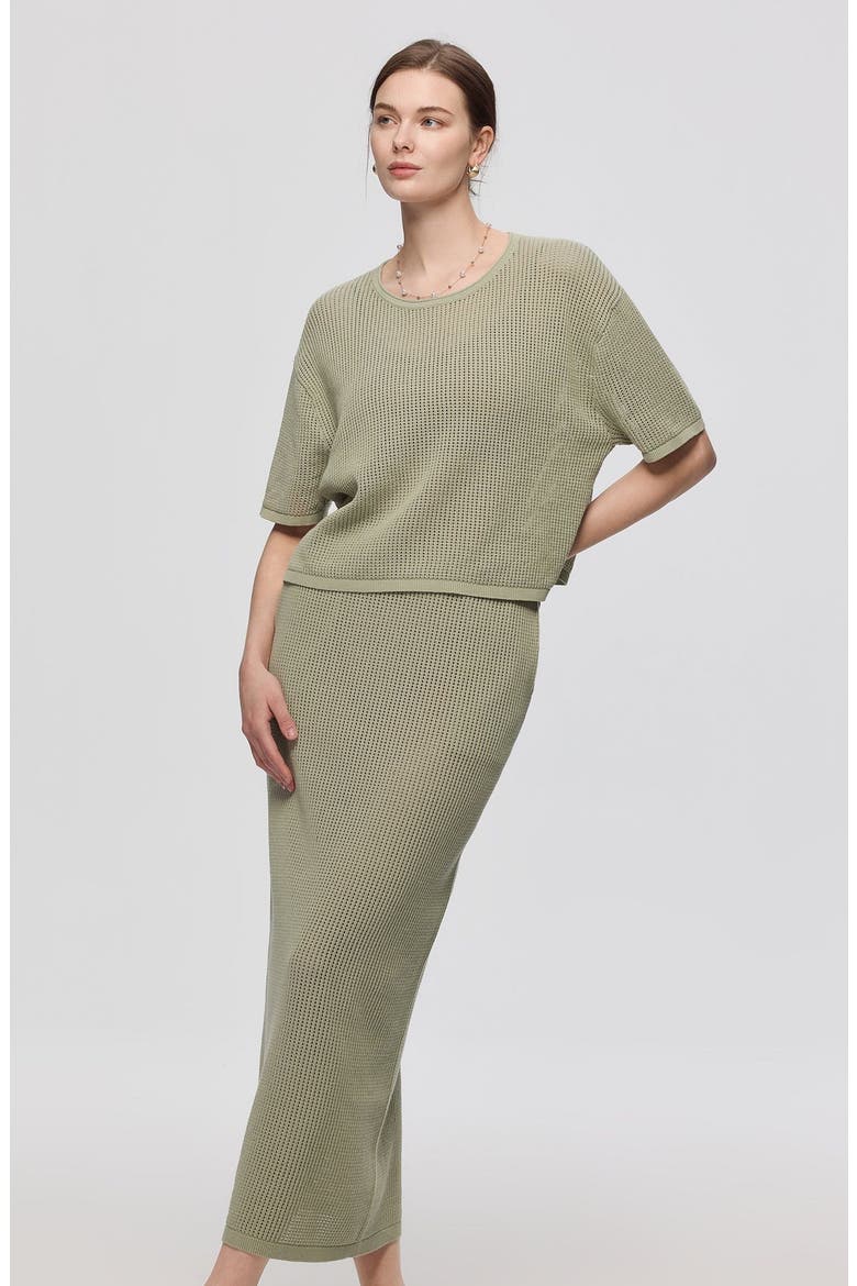 Marina Open Knit Skirt, Alternate, color, Light Sage