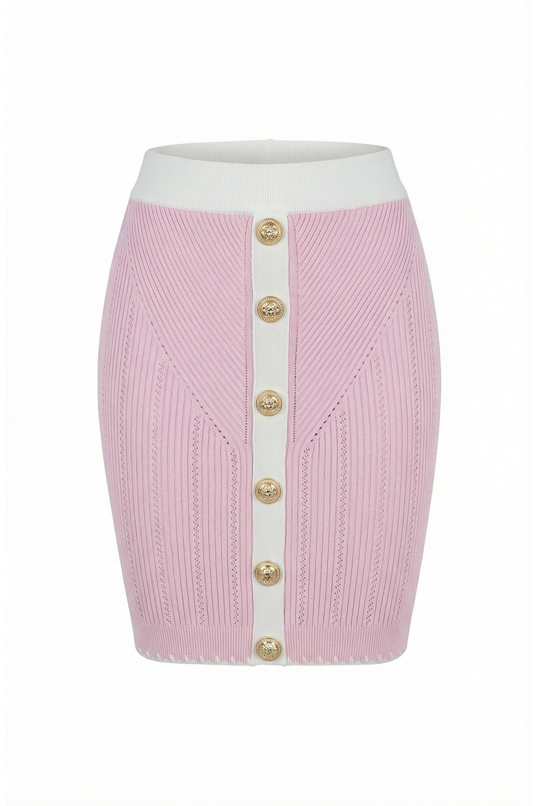 Ribbed Knit Contrast Trim Mini Skirt, Alternate, color, Pastel Pink