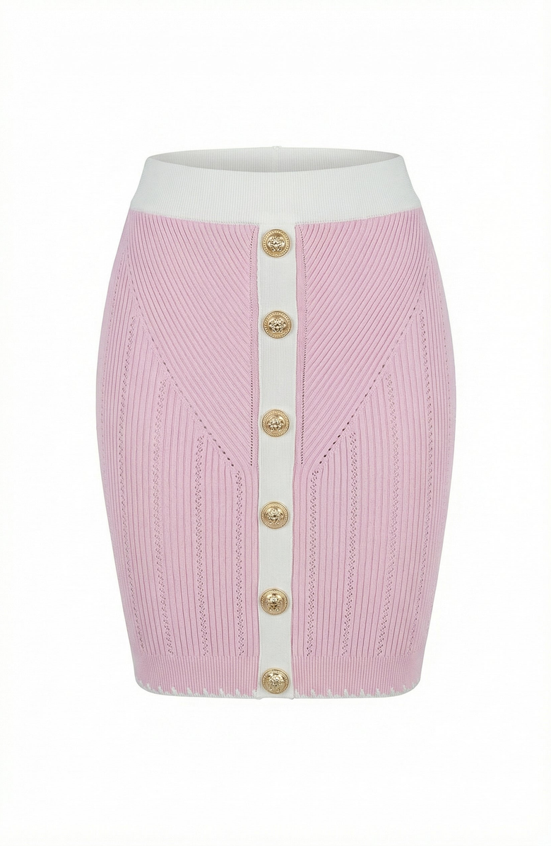 Modenaire Ribbed Knit Contrast Trim Mini Skirt, Alternate, color, Pastel Pink