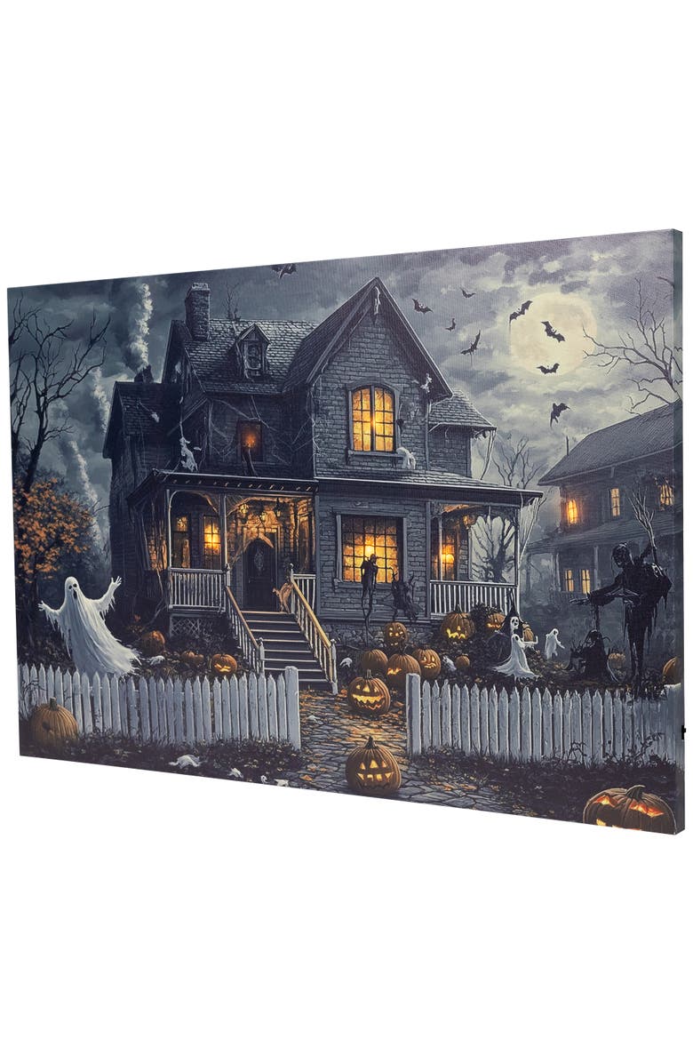 Northlight LED Lighted Haunted House Halloween Canvas Wall Art - 15.75 x 23.75", Alternate, color, Black