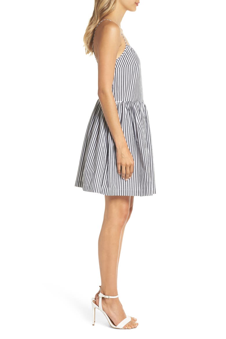 Sardinia Stripe Cotton Sundress, Alternate, color, BLACK/ SUMMER WHITE