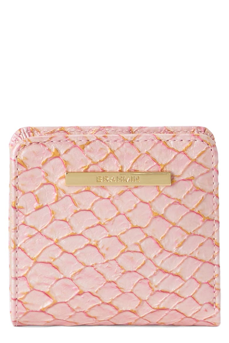 Jane Snakeskin Embossed Leather Bifold Wallet, Main, color, PINK