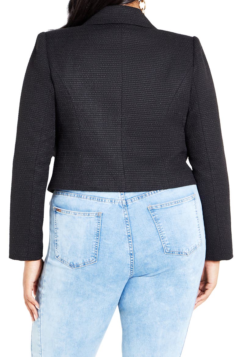 Regina Bouclé Crop Jacket, Alternate, color, BLACK