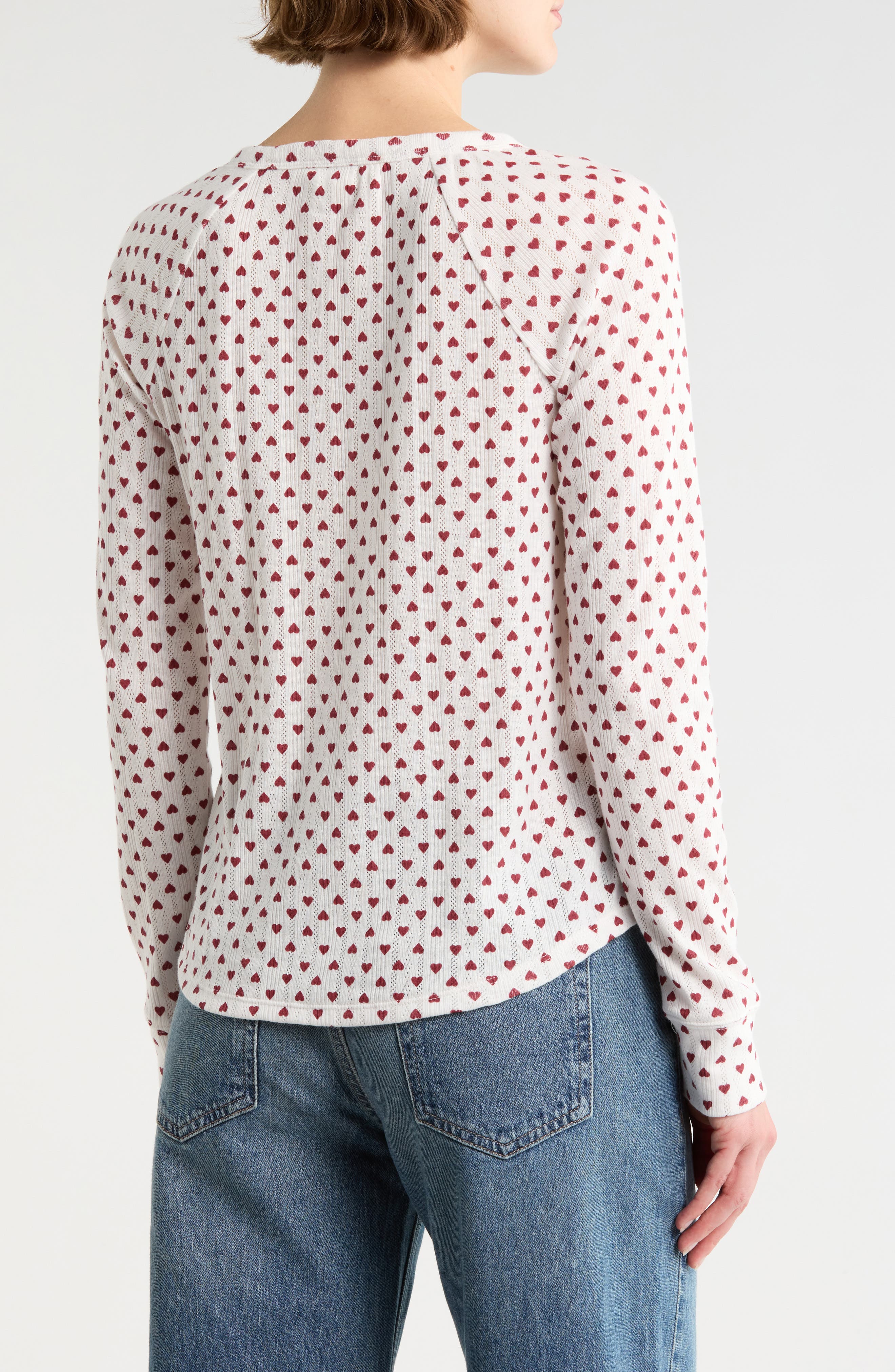 Heart Print Pointelle Henley - image 4