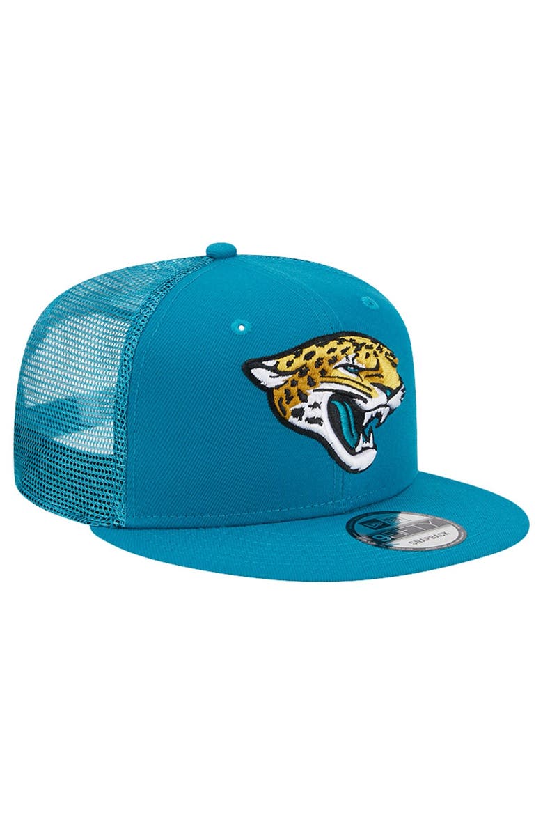 New Era Men's New Era Teal Jacksonville Jaguars Main Trucker 9FIFTY Snapback Hat, Alternate, color, Teal