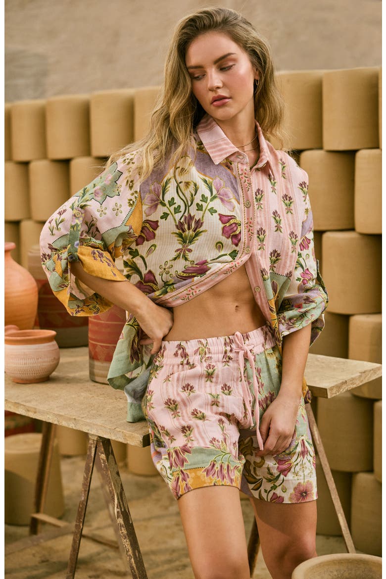 Chrissy Aura Cover-Up Button-Up Shirt, Alternate, color, PINK MULTI