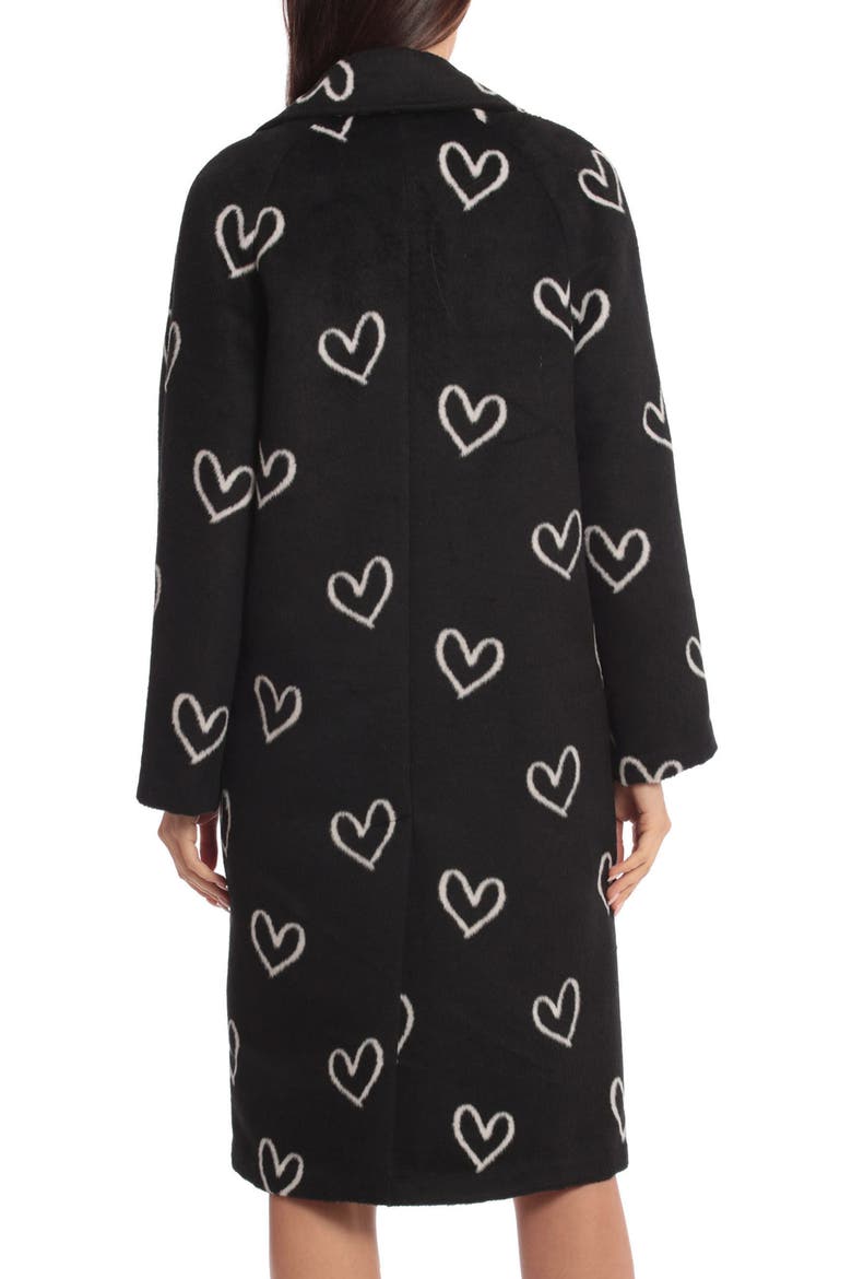 Heart Jacquard Brushed Fleece Coat, Alternate, color, BLACK AND WHITE HEART