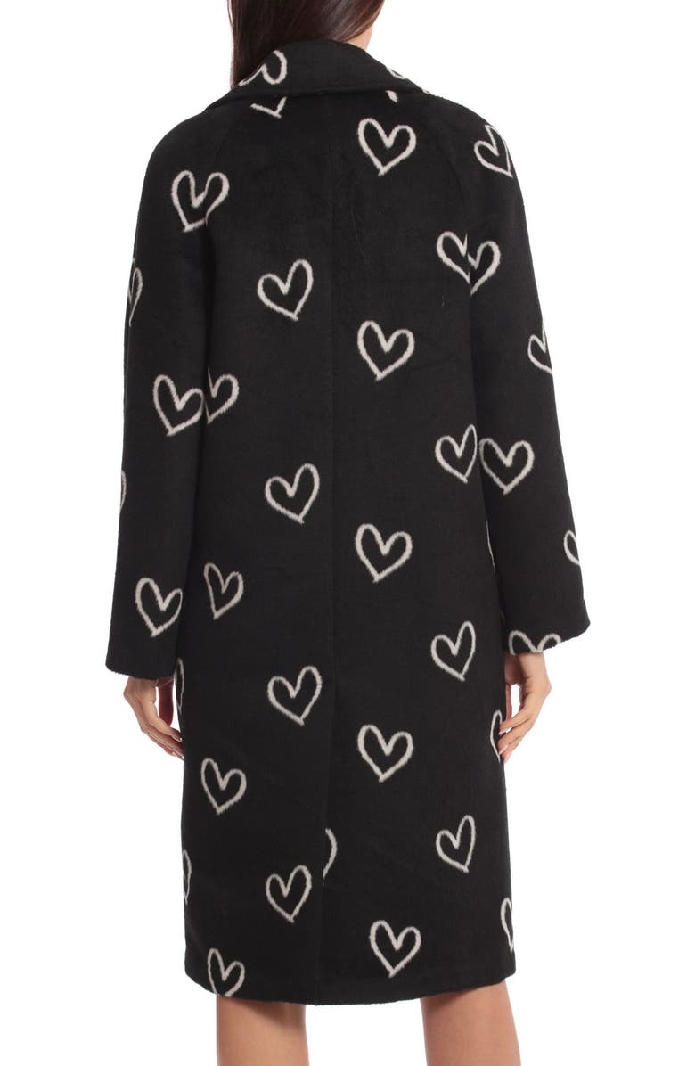 Avec Les Filles Heart Jacquard Brushed Fleece Coat, Alternate, color, 