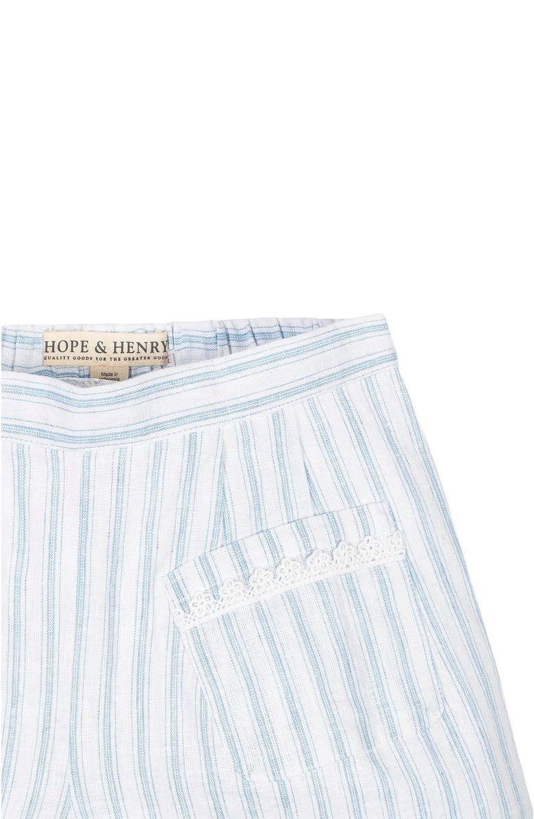 Hope & Henry Girls' Pull-On Flat Front Linen Short, Infant, Alternate, color, Riviera Stripe