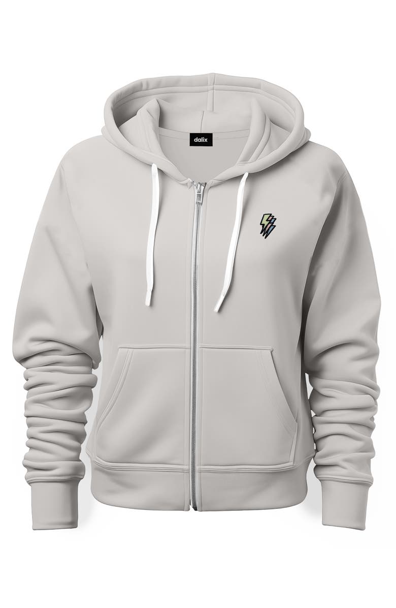 Dalix Lightning Bolt Zip Hoodie, Main, color, Silver