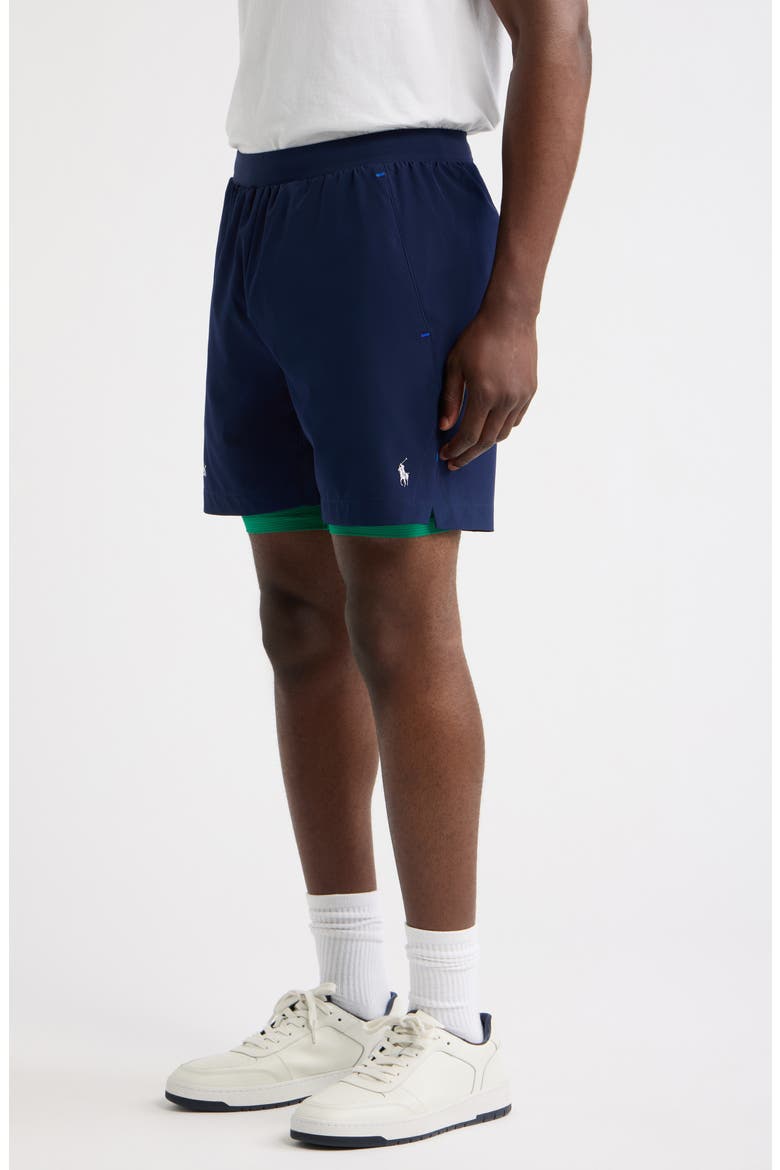 US Open 6-Inch Ball Crew Drawstring Shorts, Alternate, color, NAVY/ GREEN