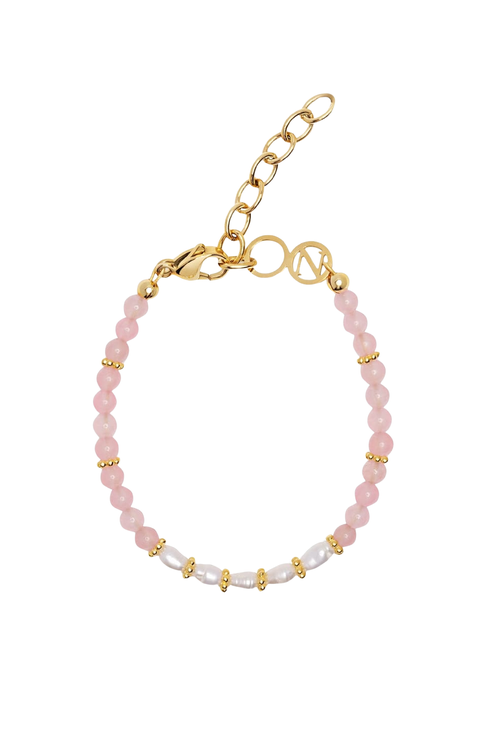 Pink Opal And Pearl Beaded Bracelet