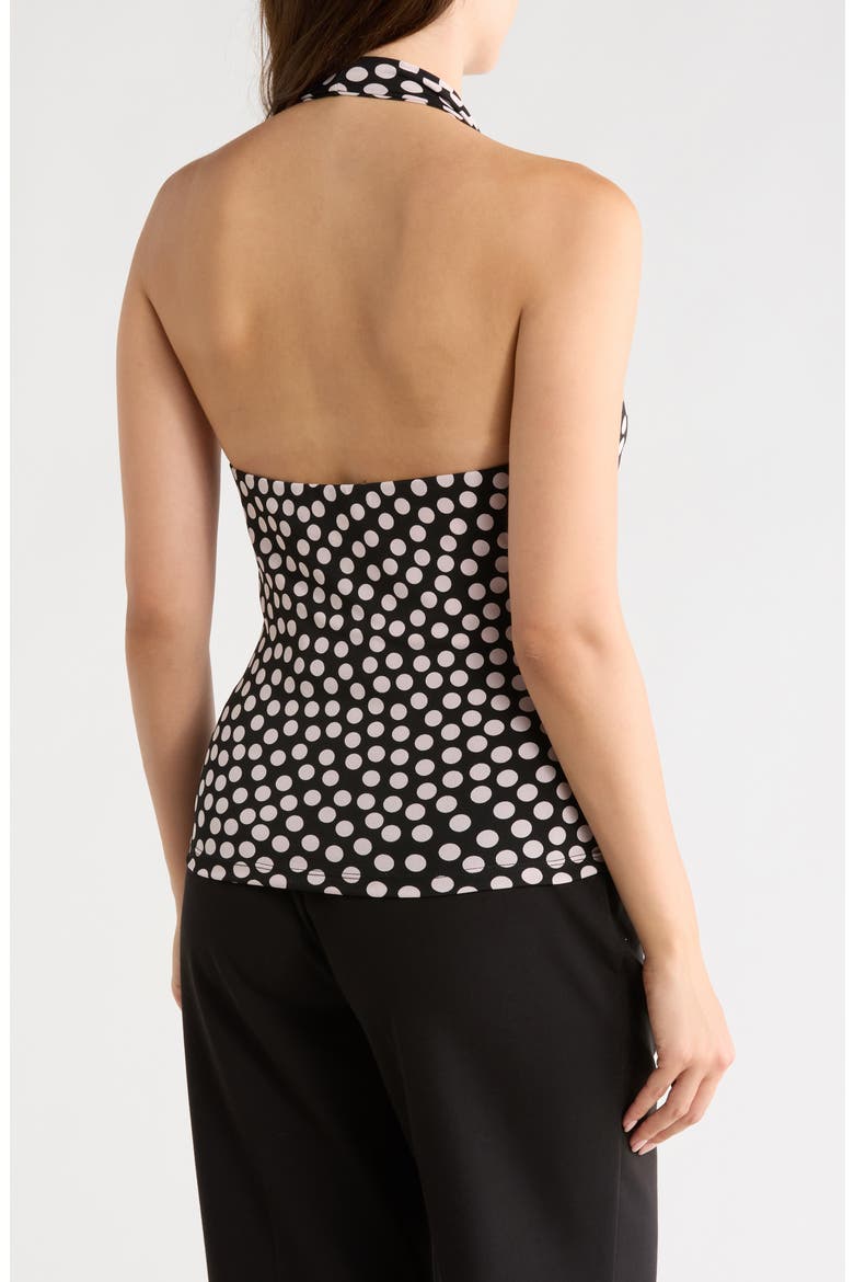 Polka Dot Knit Halter Top, Alternate, color, BLACK/ BLUSH