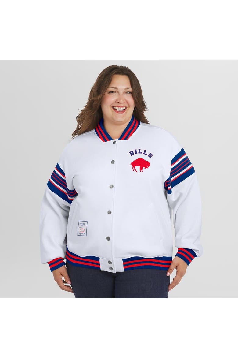 Women's WEAR by Erin Andrews White Buffalo Bills Plus Size Full-Snap Fleece Sweatshirt Jacket, Alternate, color, White
