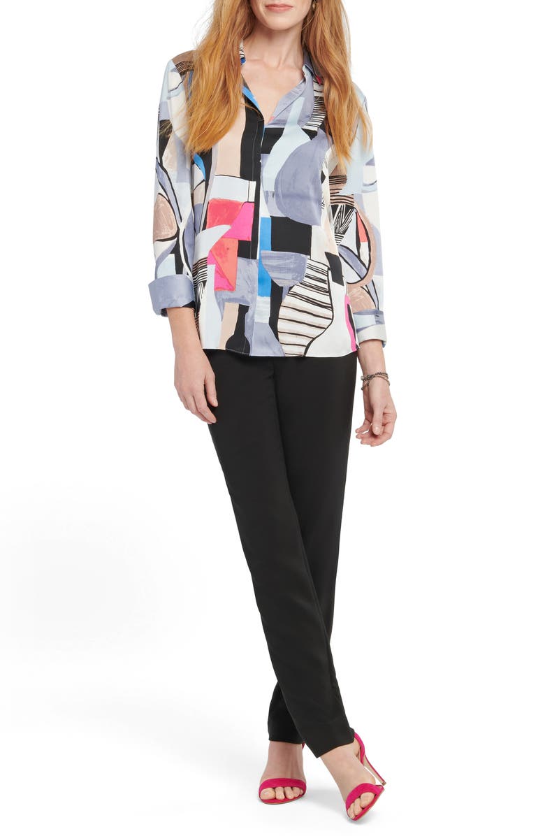 NIC+ZOE Pottery Print Button Front Shirt, Alternate, color,