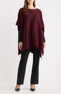Anne Klein Faux Leather Trim Knit Cape