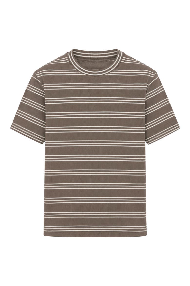 Kids' Ribbed Striped T-Shirt, Main, color, BROWN