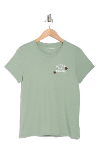 LUCKY BRAND LUCKY BRAND ROSES LOGO GRAPHIC T-SHIRT