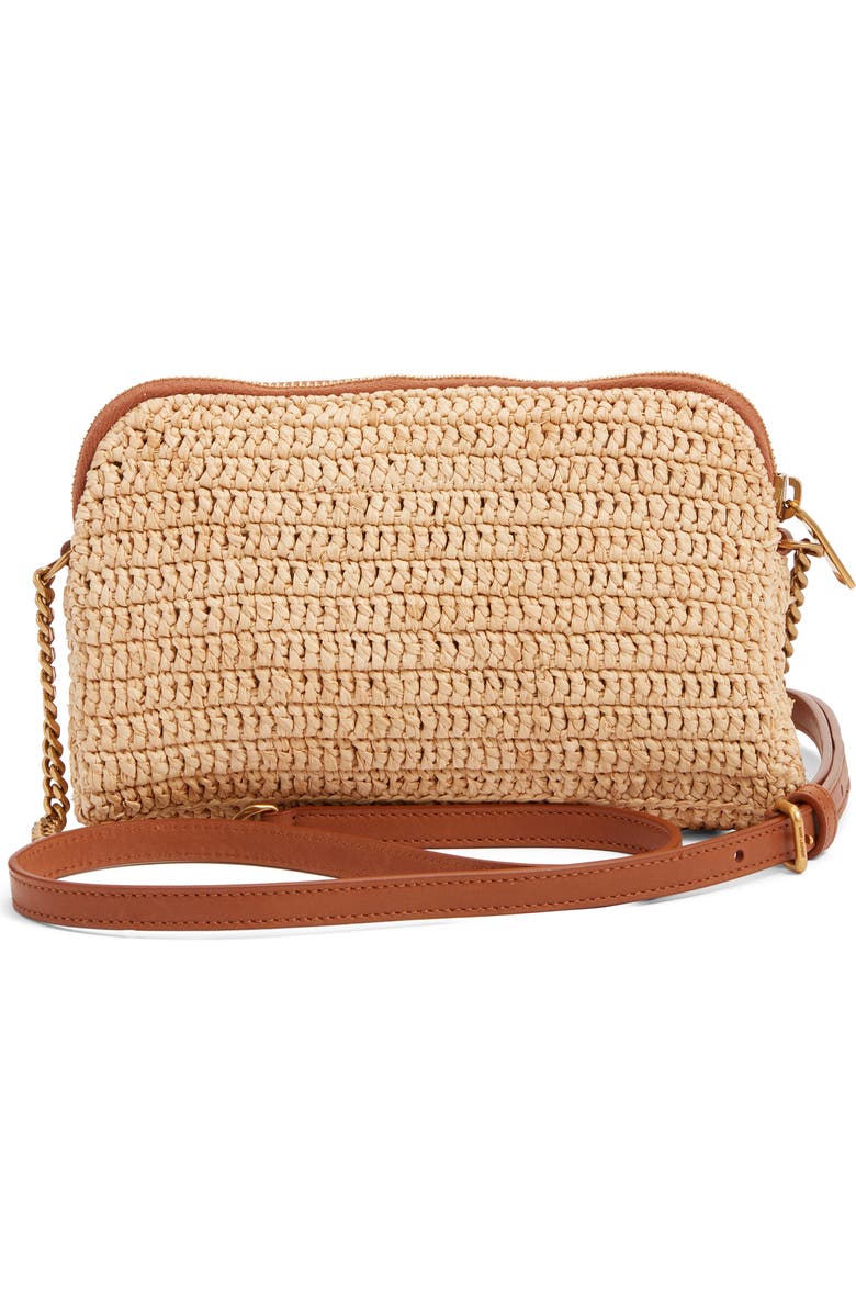 Saint Laurent Gaby Cassandre Logo Raffia Crossbody Bag, Alternate, color,