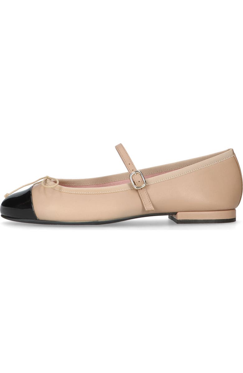 Pretty Ballerinas Round Toe Strap Ballet Flat With Heel, Main, color, Beige