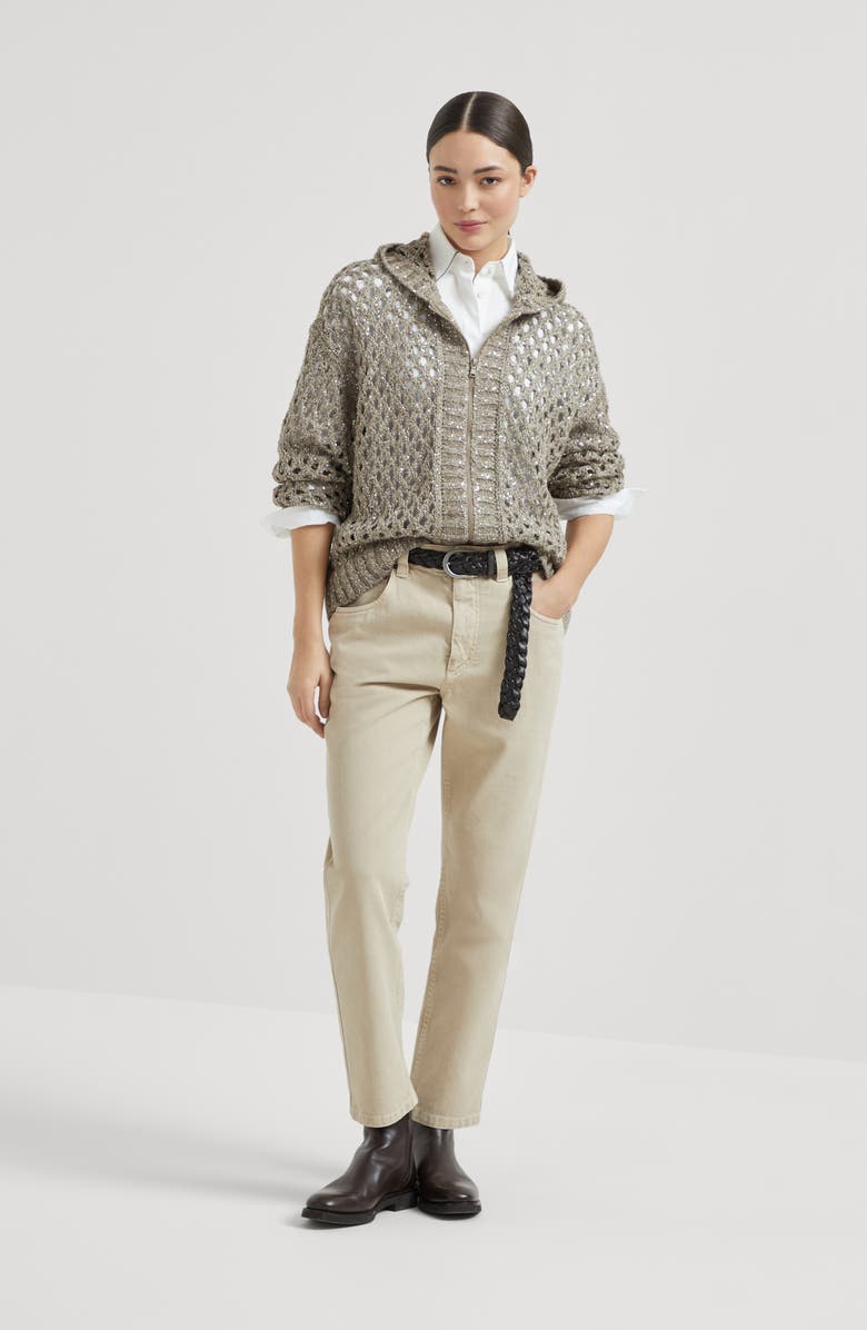 Brunello Cucinelli Dazzling Net cardigan, Alternate, color, Warm Beige