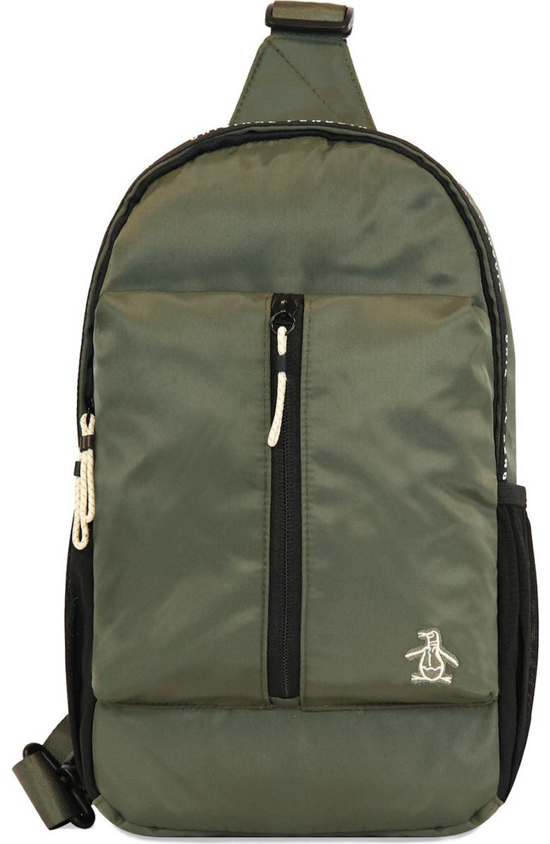 Original Penguin Large Sport Crossbody Bag, Main, color, Beetle/ Travertine