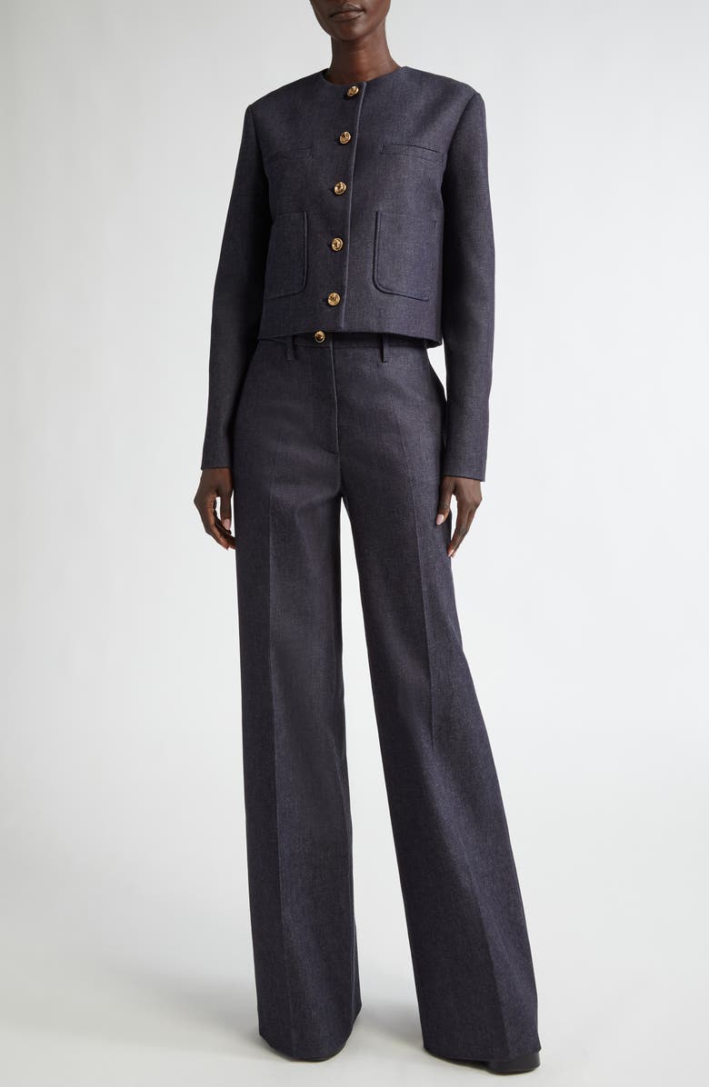 Altuzarra Rudy Wide Leg Stretch Wool Pants, Alternate, color, Berry Blue